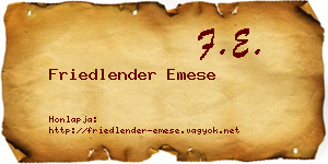 Friedlender Emese névjegykártya